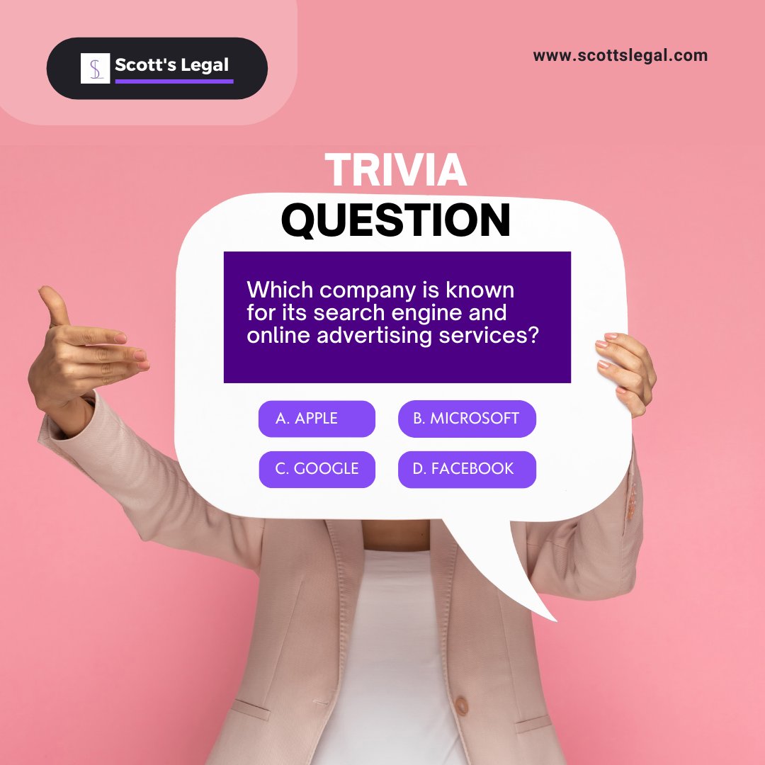 scott_legal's tweet image. 🚀 It&apos;s Tech Trivia Tuesday! 🤓 Can you crack the Trivia? 🤔

 You know how it goes, fastest fingers win a FREE legal consultation! 💼💡

#TechTriviaTuesday #TriviaTime #TechLawyersinNigeria
