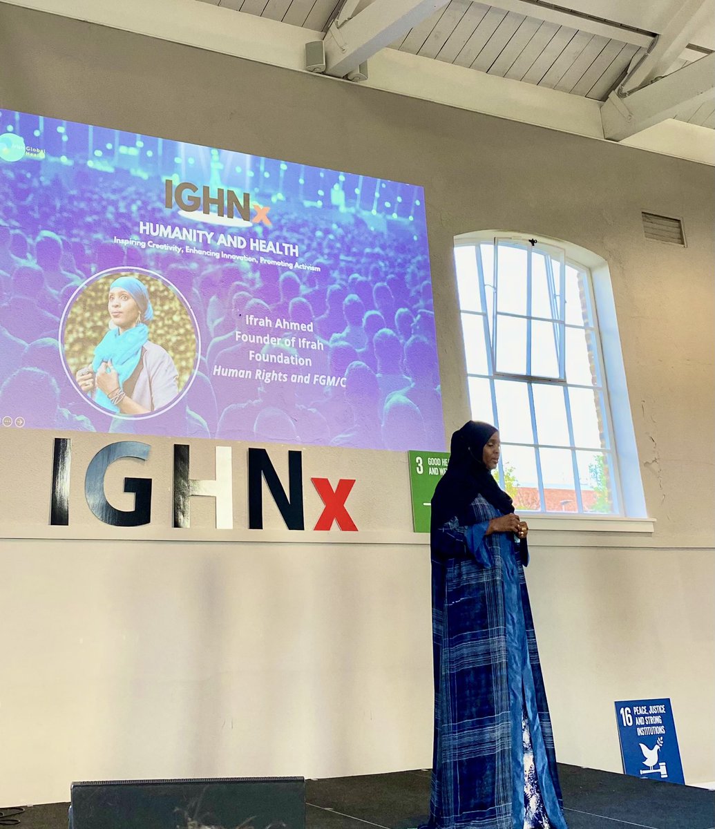 Enida_Friel's tweet photo. Ifrah Ahmed of @IfrahFoundation on stage now at #IGHNx @ifglobalhealth Always powerful and inspiring. https://t.co/BSXmflqHJY