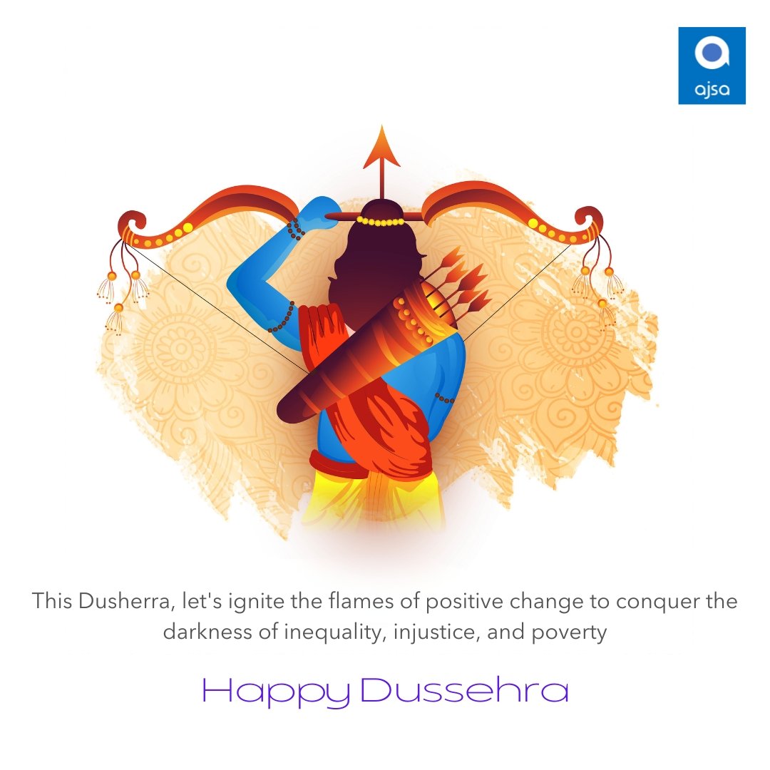 This Dusherra, let's ignite the flames of positive change to conquer the darkness of inequality, injustice, and poverty.

This Dusherra, let's pledge to fight for a world where everyone has equal opportunities and can aspire to their dreams without barriers. 

Happy Dussehra ❤️🙏