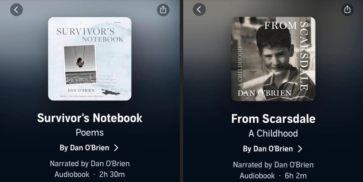 Both my poetry collection and my memoir are now available as audiobooks, featuring yours truly as narrator. I suggest listening back to back on your next 8 hour and 32 minute drive 🙏 Survivor’s Notebook: audible.com/pd/B0CKRYWVGY From Scarsdale: audible.com/pd/B0CKFQPYD1