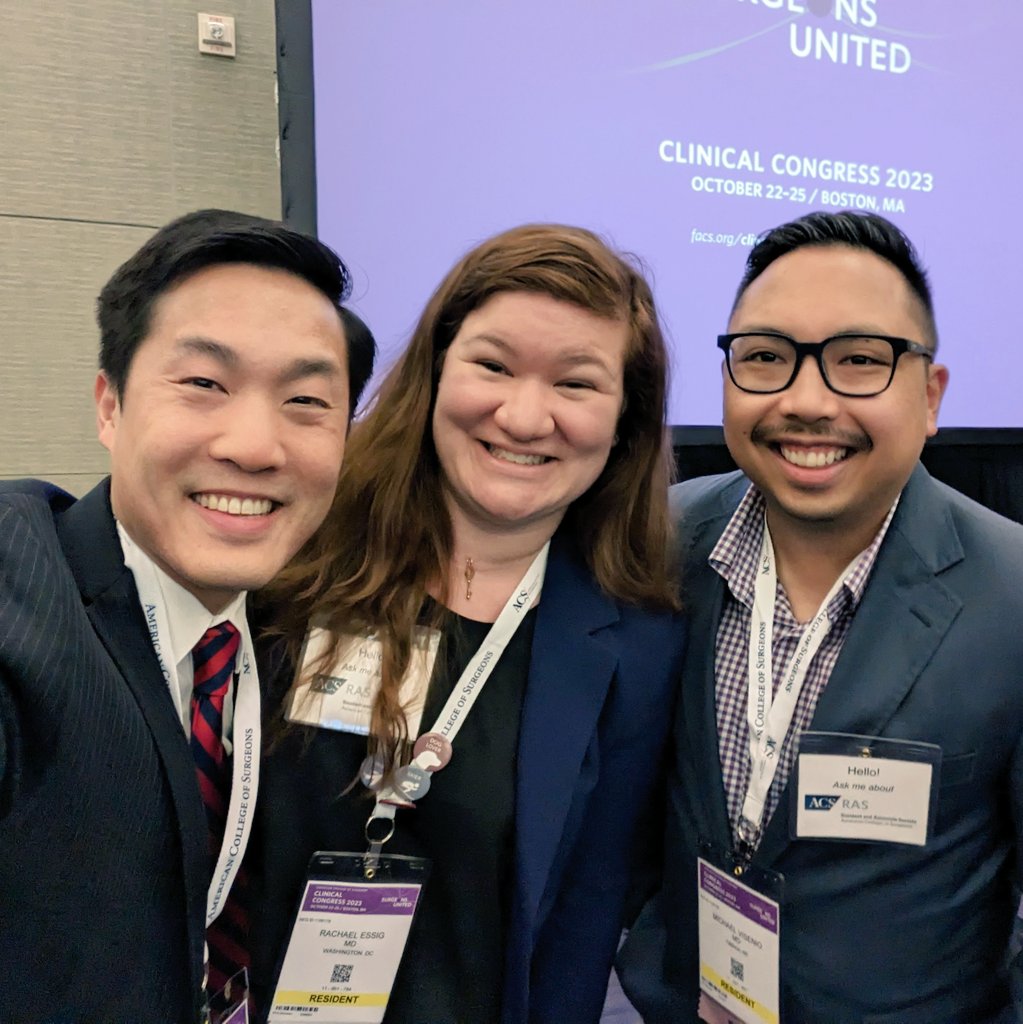 Kevin Koo (@kvnkoo) on Twitter photo As I finish 3 years of service leading the <a href="/RASACS/">RAS-ACS</a> Advocacy & Issues Cmte, I want to thank <a href="/AmCollSurgeons/">American College of Surgeons</a> <a href="/SurgeonsVoice/">SurgeonsVoice</a> for empowering me to guide the advocacy of young surgeons & trainee members. Big 👏 to my teammates <a href="/RachaelEssig/">Rachael Essig, MD</a> <a href="/mviseniomd/">Michael Visenio</a> for their faith in me! #ACSCC23 As I finish 3 years of service leading the <a href="/RASACS/">RAS-ACS</a> Advocacy & Issues Cmte, I want to thank <a href="/AmCollSurgeons/">American College of Surgeons</a> <a href="/SurgeonsVoice/">SurgeonsVoice</a> for empowering me to guide the advocacy of young surgeons & trainee members. Big 👏 to my teammates <a href="/RachaelEssig/">Rachael Essig, MD</a> <a href="/mviseniomd/">Michael Visenio</a> for their faith in me! #ACSCC23