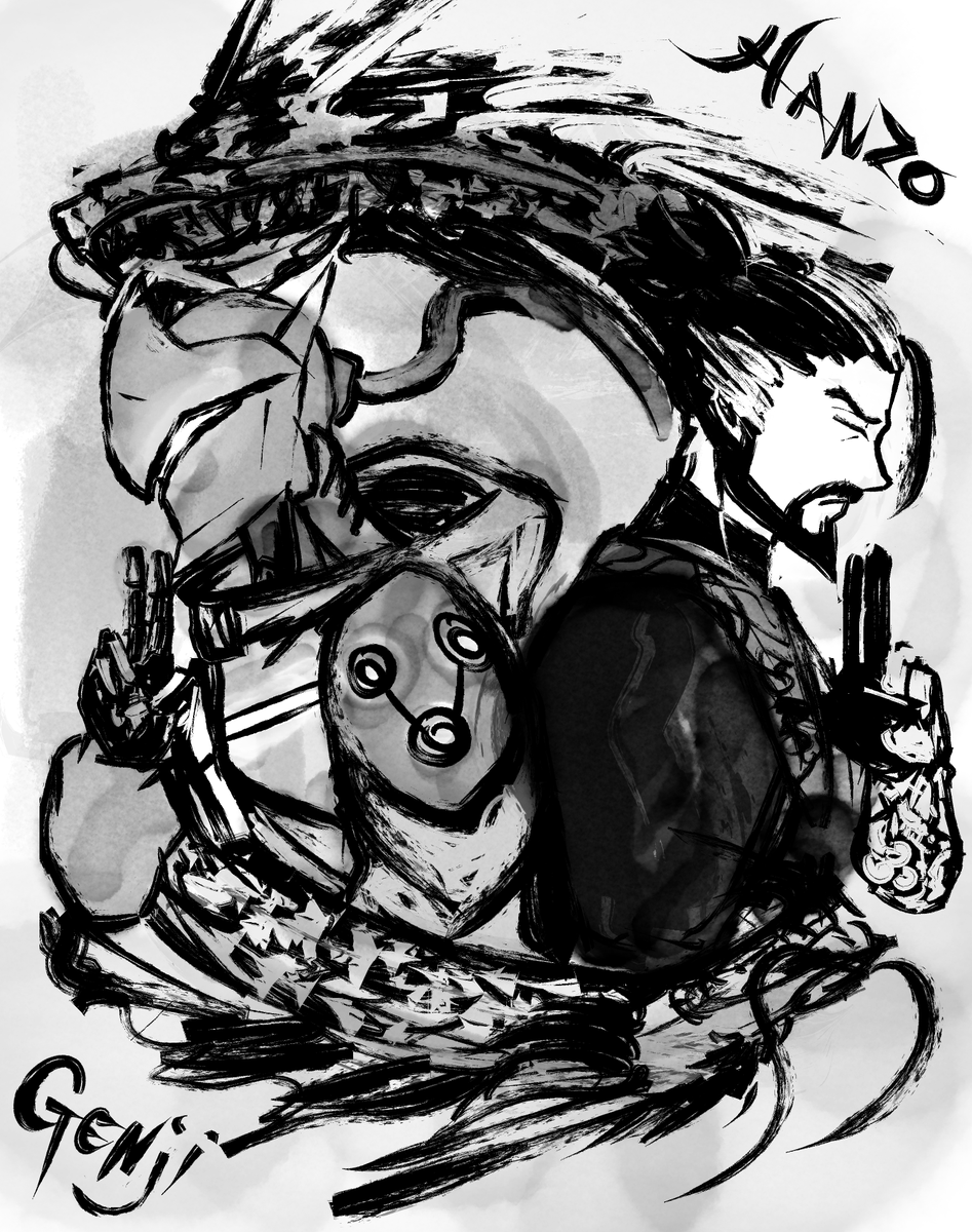 spokysteven's tweet photo. Inktober Day #24:  
Genji &amp; Hanzo - Overwatch

#inktober #inktober2023 #inktober2023day24 #digitalart #digitalartwork #illustration #illustrationart #fanart #Overwatch #Overwatch2 #OverwatchFanart https://t.co/24WkUyBl4W