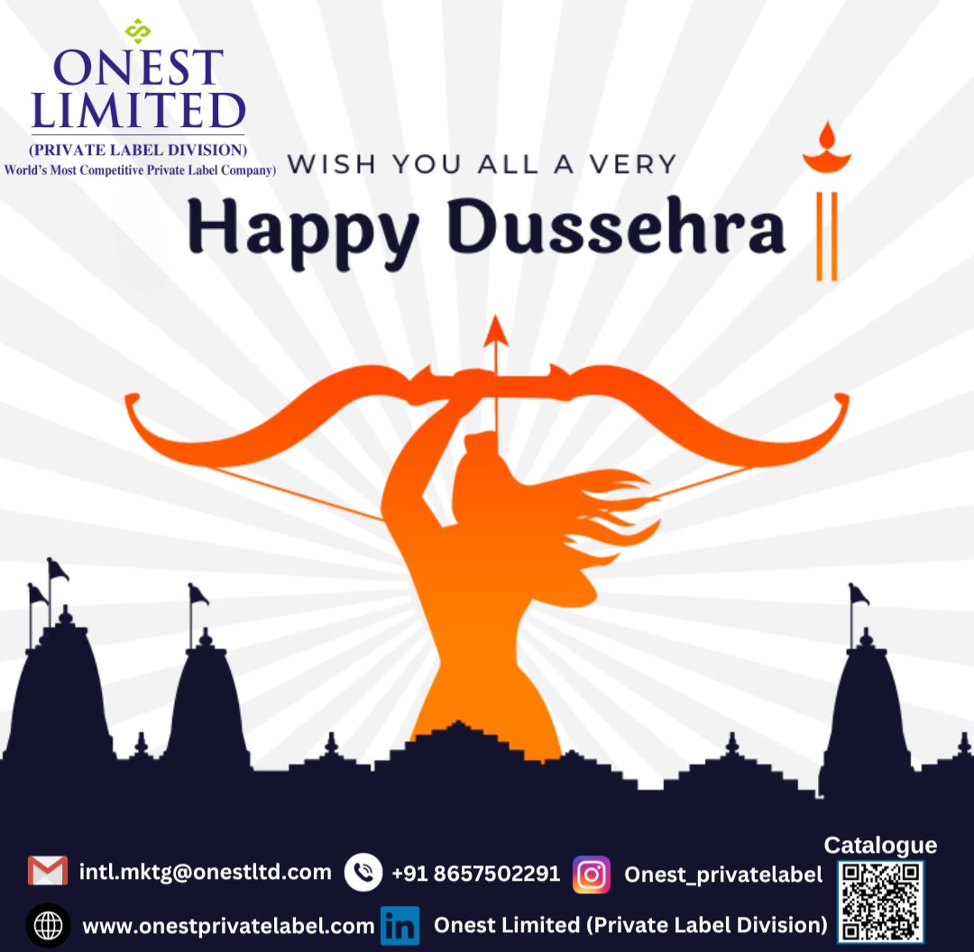 May your life be filled with love, joy, and success. Happy Dussehra!

#onestlimited #onest #onestprivatelabel #privatelabel #privatelabelling #labeling #packaging #designing #yourbrand #yourname #yourlogo #dussehra #happydussehra #fmcg #exporter
