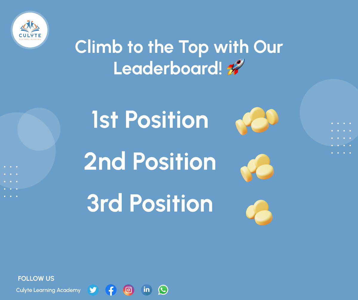 Culyte_Academy's tweet photo. Meet our Leaderboard! 🌟 Take tests, earn points, climb the ranks, and grab coins for cool rewards in our marketplace. 
Ready to top the charts? Start today! 

Join the challenge now! https://t.co/oCPKTBYakv

#Gaza_Genocide
#Hamas #Gaza #education #culytelearningacademy https://t.co/0heeZQc44z