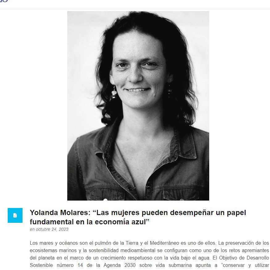 📰Lee ya la entrevista completa que le han hecho esta mañana a nuestra Directora, Yolanda Molares, en la Revista <a href="/csmediterraneo/">Casa Mediterráneo</a>. 

Importancia de la mujer en la Economía Azul, avances tecnológicos ¡y mucho más!

No te la pierdas 👉 bitly.ws/YnDD

#EconomíaAzul #Mujeres