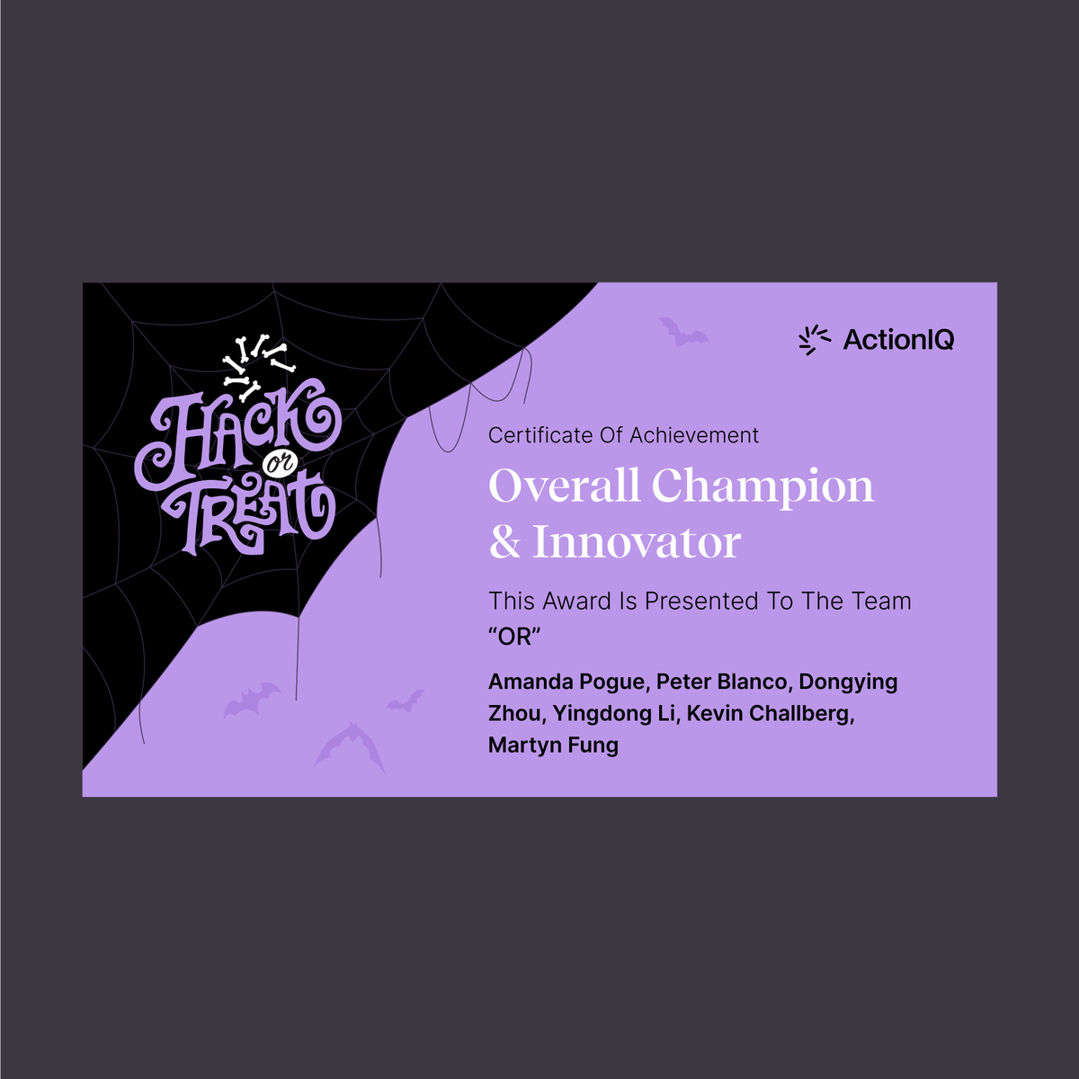 ActionIQinc's tweet image. We had a Spooktacular Fall Hackathon last week! Some scary good ideas that will haunt our company with their releases in the best of ways. Congratulations to all involved! 
#Hackathon #LifeAtAIQ