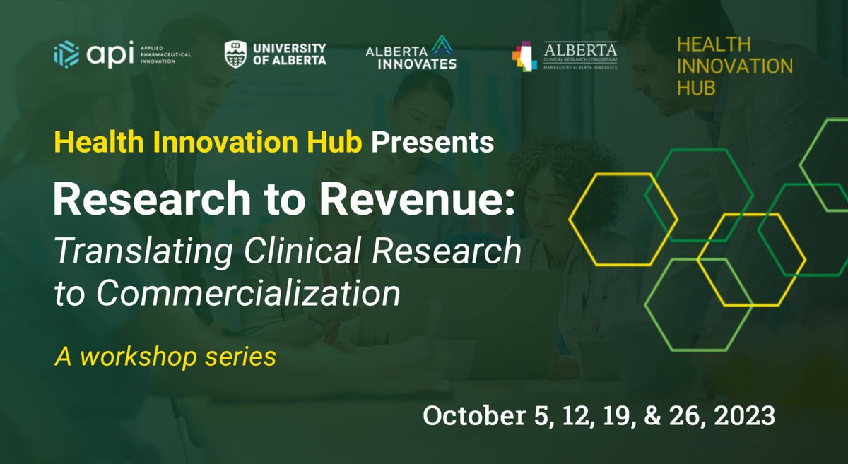 The #Research2Revenue workshop series continues this week! 

Register for the final workshop 'Commercialization Journeys and Success Stories' happening Thursday, October 26, 2023.

Register here: bit.ly/3RMrRW2

<a href="/HIH_YEG/">Health Innovation Hub at UAlberta</a> <a href="/api_applied/">API</a>
