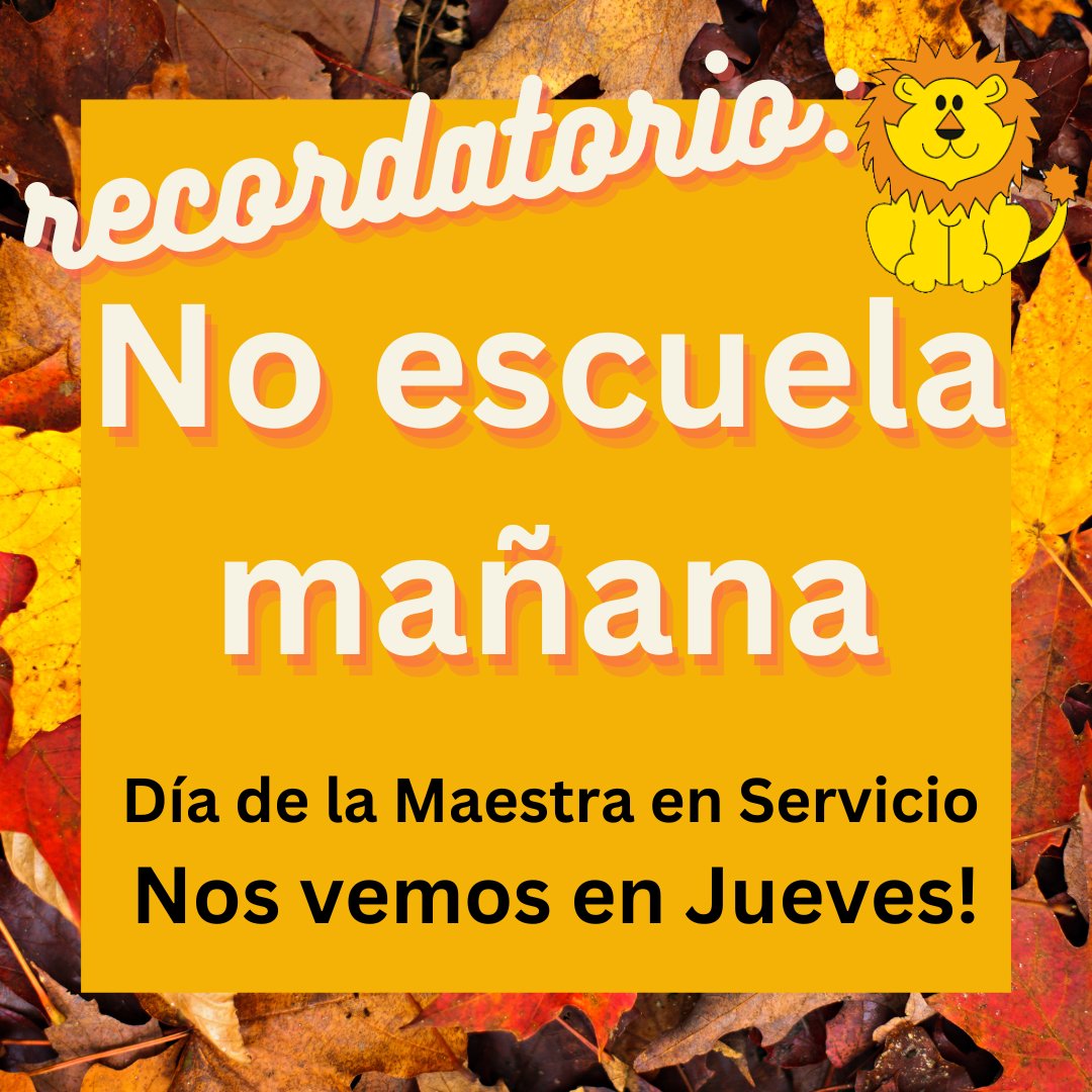 No School tomorrow. See you on Thursday! #inserviceforteachers