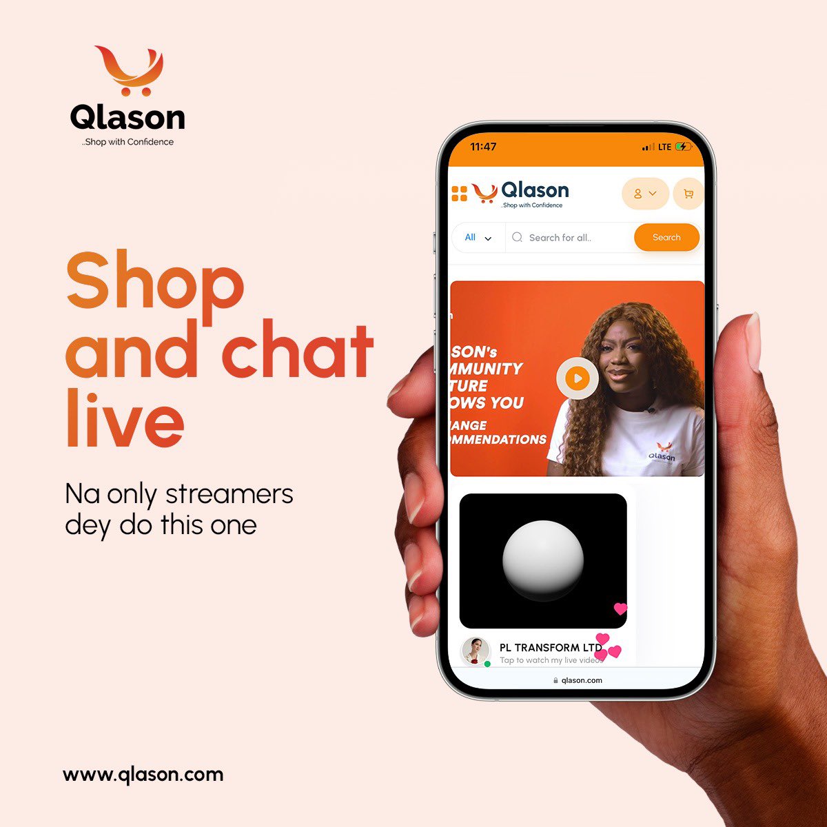 Qlasonstore's tweet photo. Delve into the delight of shopping, live chats, and seamless connections, all thoughtfully curated by Qlason. 

Making every experience more enjoyable. 

Are you ready to take your shopping to the next level? Download on google and playstore to get started https://t.co/cMgjVDS4uz
