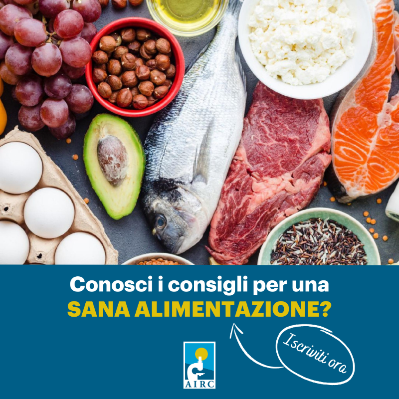 AIRC_it's tweet photo. Le abitudini alimentari malsane sono responsabili di circa 3️⃣ tumori su 🔟. Iscriviti ora ✅ al nostro percorso informativo sulle buone abitudini per prevenire il cancro.