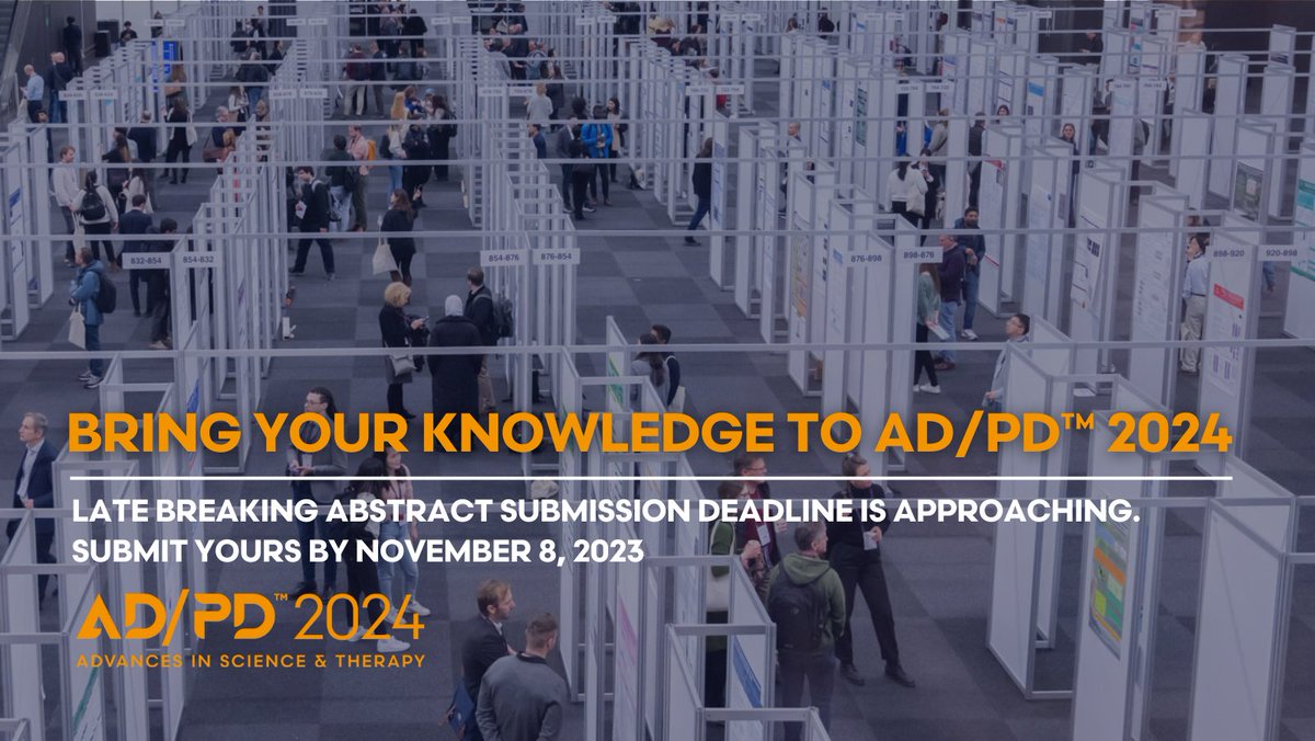 🚨 Don't miss out on the opportunity to showcase your research at AD/PD™ 2024! 

The Late-Breaking Abstract submission deadline is fast approaching on November 8, 2023. 

Share your work with the world. 👉 bit.ly/48YmvwS 

#ADPD2024 #abstractsubmission #research