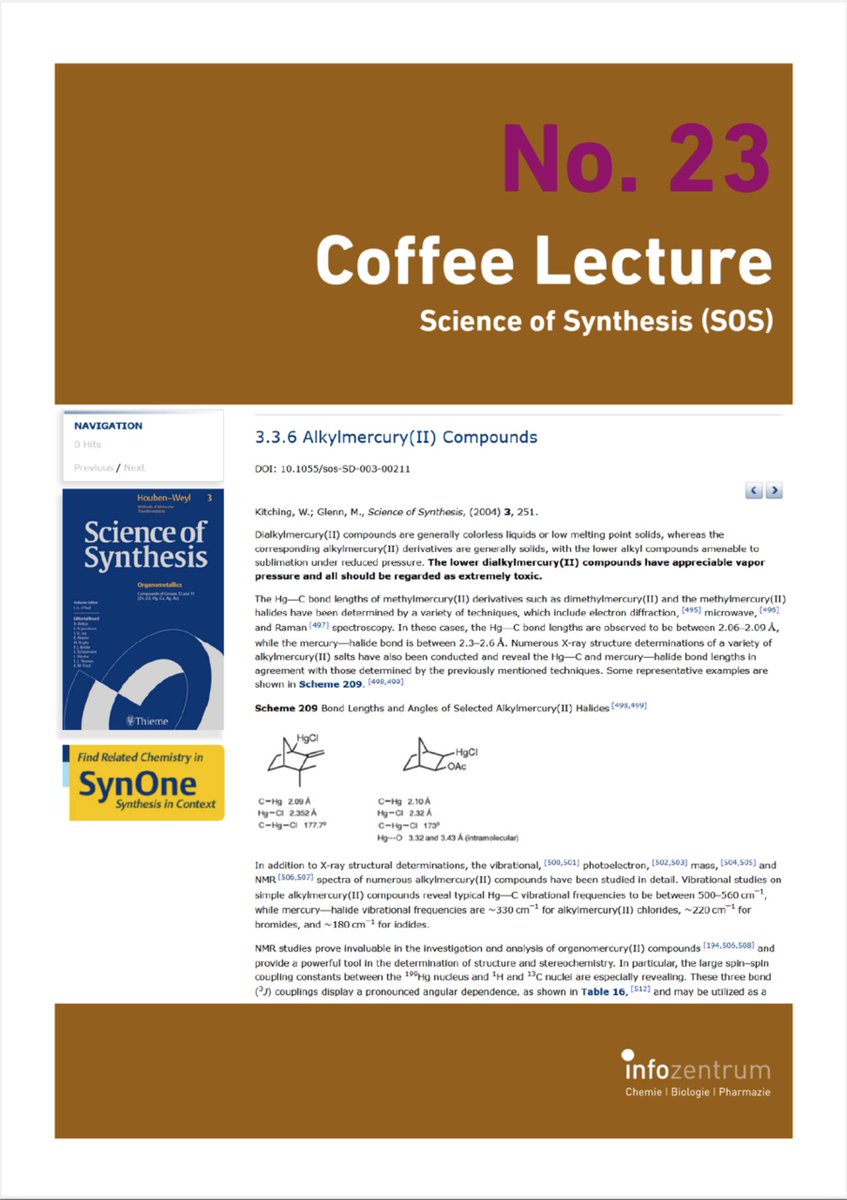 Join @BetschartLeo's #coffeelecture tomorrow on  Science of Synthesis (#SoS), a unique #chemistry database that provides an overview of synthetic methods for functional groups and their applications. 
25.10.23, 13:00–13:10, HCI G2 or 
ethz.zoom.us/j/63020946312. 
Guests are welcome.