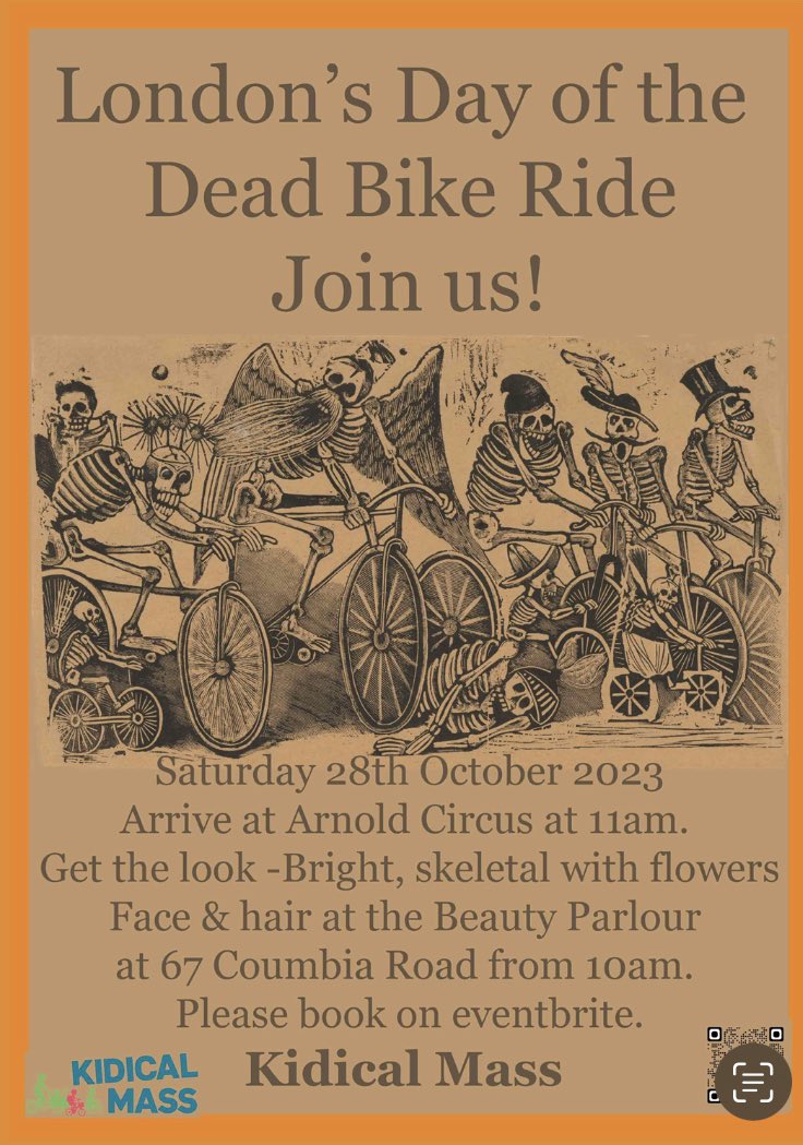This Saturday 28th October at Arnold Circus at 11am. Attire skeletal, bright with flowers 🌸 💀💚☝️💚🌸