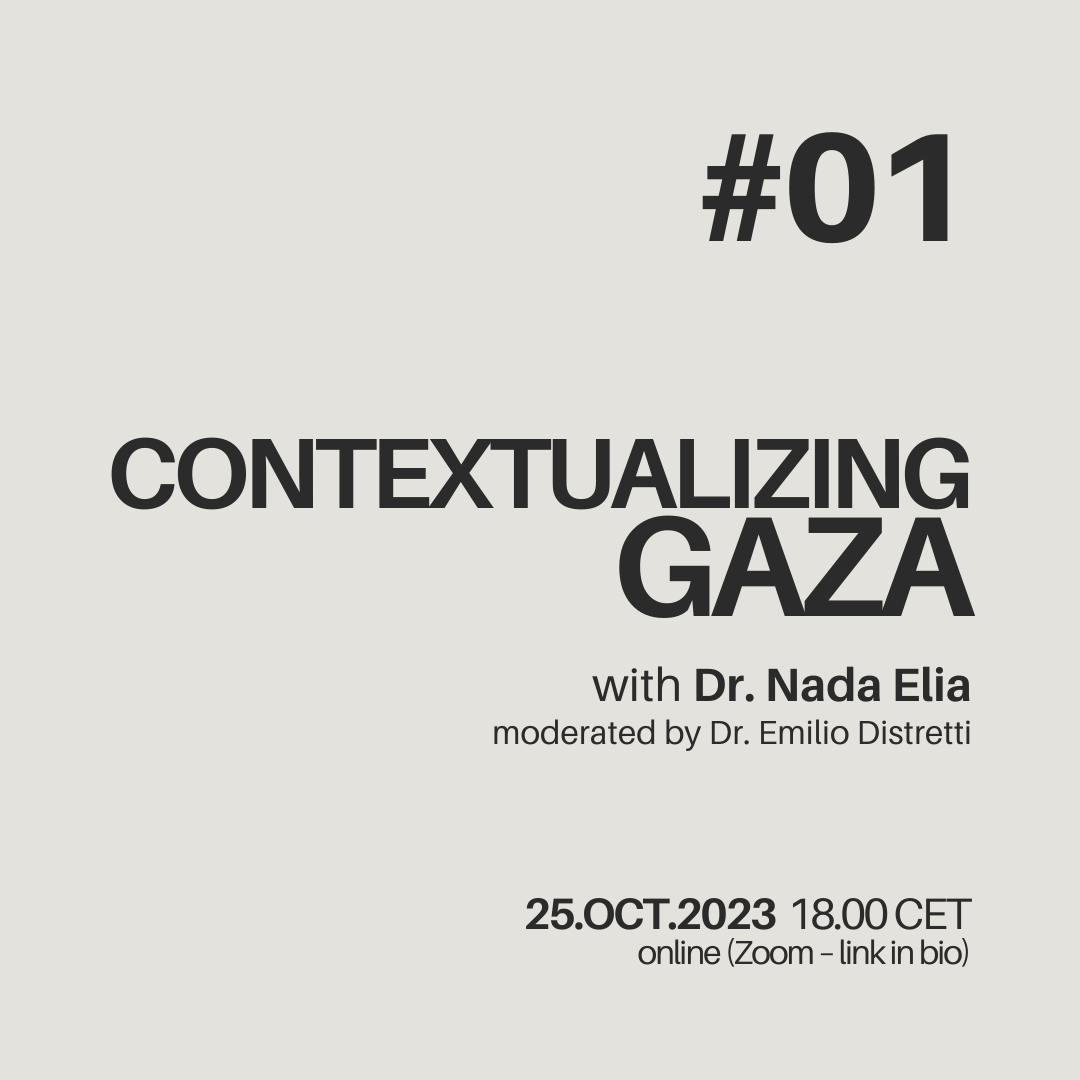 studinitiative's tweet photo. Part of the lecture series on #Palestine we would like to invite you to an online conversation with Dr. Nada Elia on 'Contextualizing #Gaza' 

TOMORROW, Wednesday, October 25th at 18:00 CET - online (more info in bio) https://t.co/aJYajkNPuY