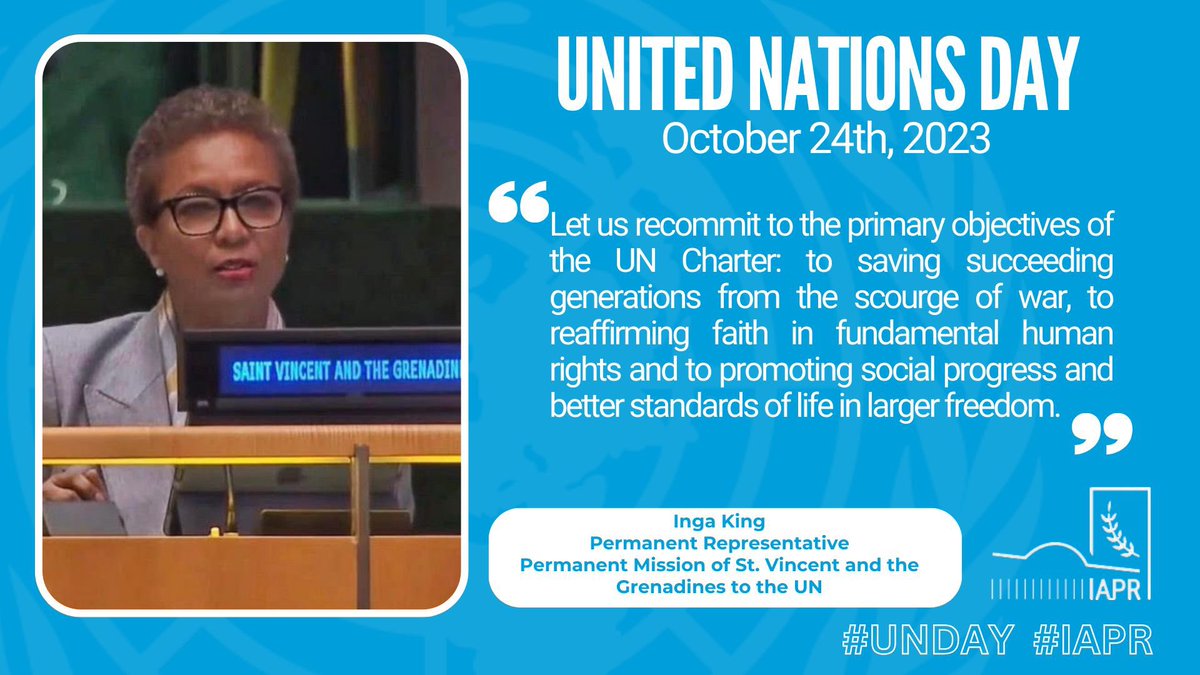 Let us recommit to the primary objectives of the UN Charter: to saving succeeding generations from the scourge of war, to reaffirming faith in fundamental human rights and to promoting social progress and better standards of life in larger freedom. 
#UNDAY #IAPR