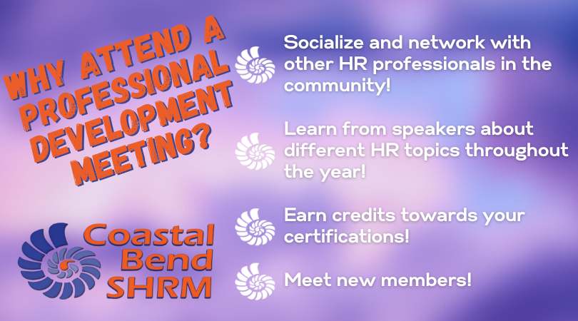 CB_SHRM's tweet photo. Why stop by for a Professional Development meeting with CBSHRM?  Besides the professional development part, we help make meaningful connections for HR professionals in the community!  Register for our next one at https://t.co/8Lohea9LmH!  #CBSHRM #HumanResources https://t.co/ax6qmLdn5c