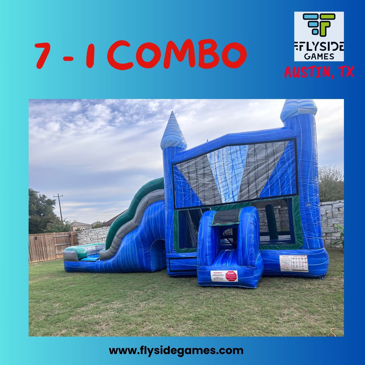 FlysideATX's tweet image. Level Up Your Fun with Flyside Games&apos; Inflatable 7-in-1 Combo – Bounce, Slide, and Play All Day! 🎮🎉

 #InflatableFun
 #FamilyGames