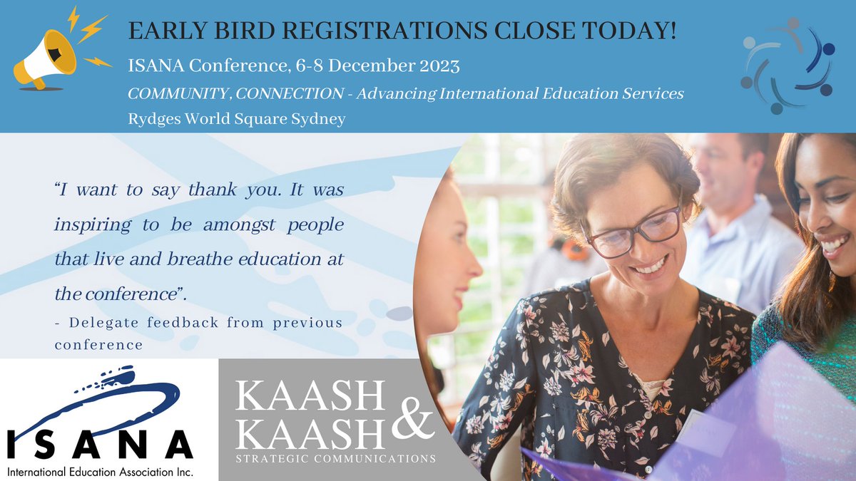 🔊 We're looking forward to welcoming you to Sydney for our first in-person event post covid.
📖 Conference program isanaconference.com/program
💸 Early bird offer, ending tonight (25th October)! isanaconference.com/registration
#Intled #ISANAConference2023 #HigherEducation #Sydney