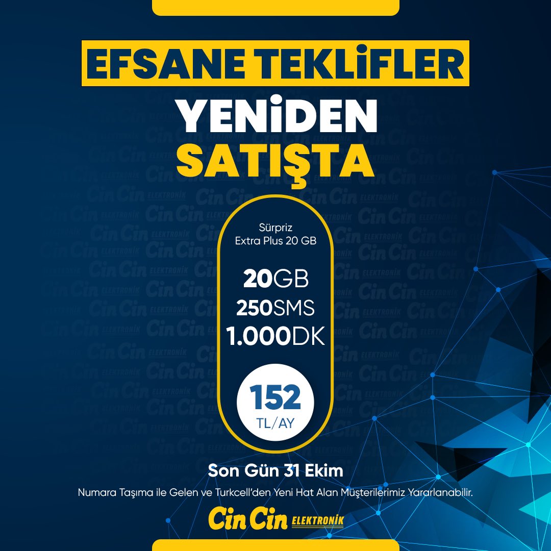EFSANE GERİ DÖNDÜ!

Daha Fazlası Cin Cin Elektronik ve Cin Cin Mağazalarında Sizleri Bekliyor!
.
.
.
.
.
#electronic #cincinelektronik #turkcell #iletişimedairherşey #küçükevaletleri #apple #telefon 
#efsane