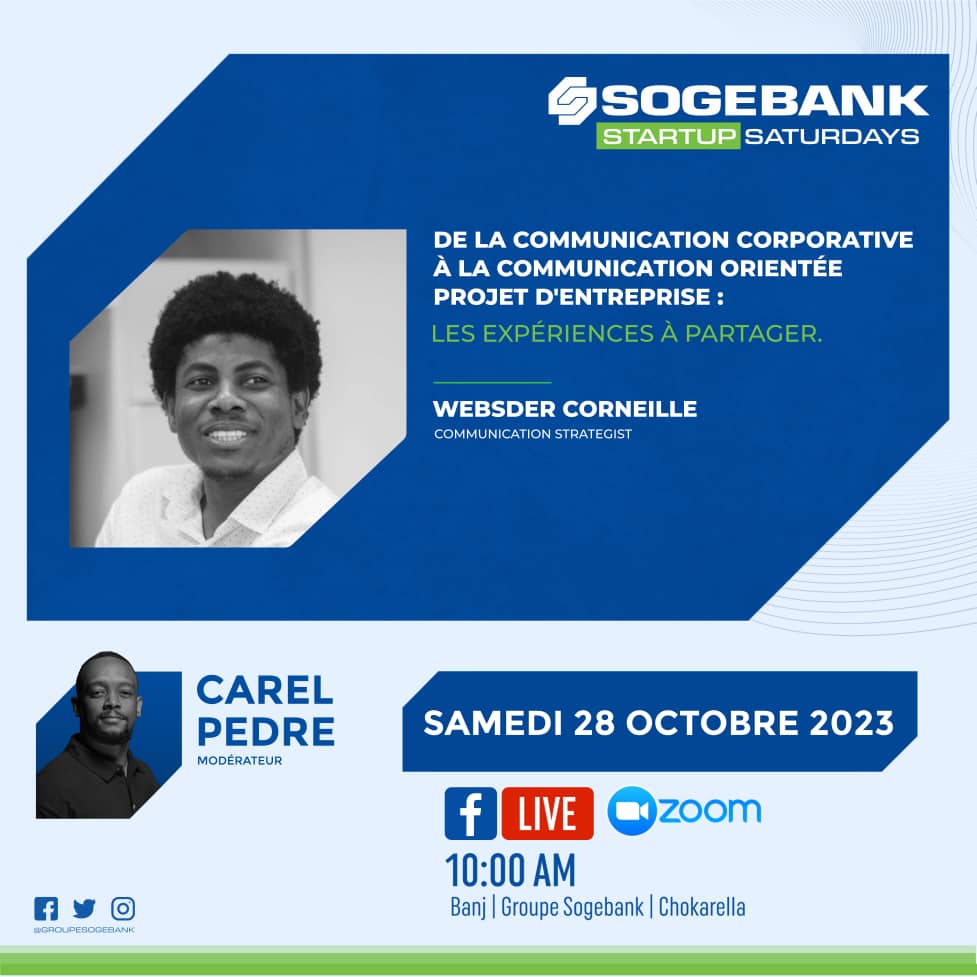 Websder Corneille (@webscorneille) on Twitter photo On Saturday, I will be in conversation with award-winning media personality <a href="/carelpedre/">Carel Pedre</a> to discuss best practices and ways of improving business plan & corporate communication at the workplace.
🎙️Join us at 10:00 AM (EST) via lnkd.in/dXzXftXs
<a href="/SogebankHT/">SOGEBANK</a> <a href="/marcalainb/">Marc Alain Boucicault 🇭🇹</a> On Saturday, I will be in conversation with award-winning media personality <a href="/carelpedre/">Carel Pedre</a> to discuss best practices and ways of improving business plan & corporate communication at the workplace.
🎙️Join us at 10:00 AM (EST) via lnkd.in/dXzXftXs
<a href="/SogebankHT/">SOGEBANK</a> <a href="/marcalainb/">Marc Alain Boucicault 🇭🇹</a>
