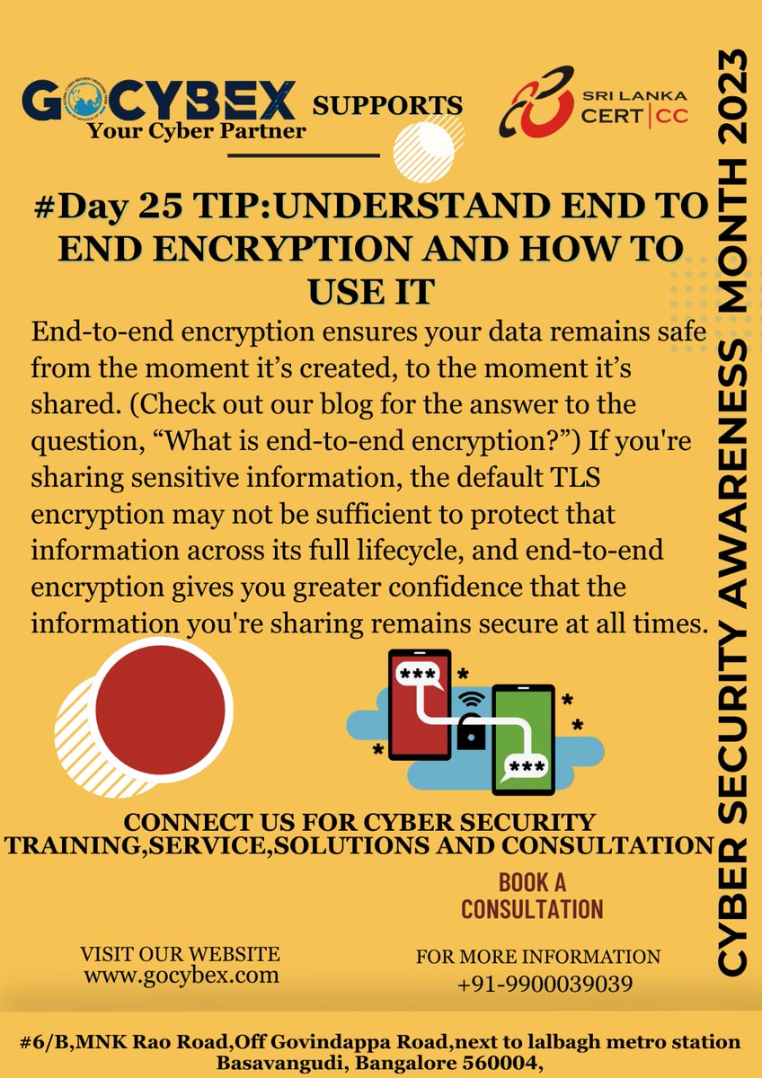 gocybex's tweet photo. Cyber Security Awareness Month Day 25 TIP: 
#supershubha #CyberCrimeAwareness #womencybercell #gocybex #trending #cybercrime #cybersecuritytraining https://t.co/tmCgcGmQUM