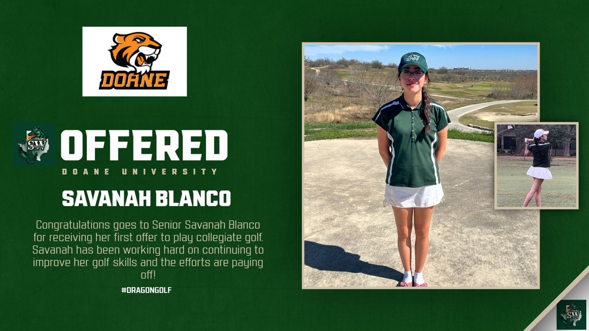 Congrats <a href="/Savanah_tx/">Savanah B</a> on receiving your first offer to play collegiate golf! Hard work pays off!
