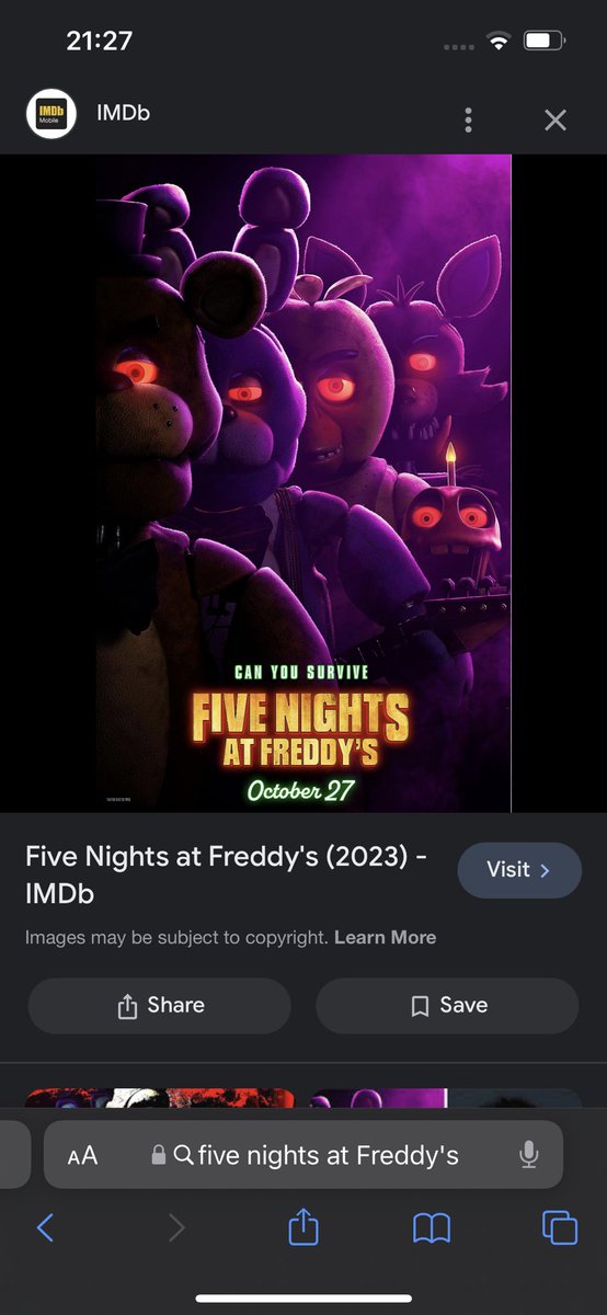 Five nights at Freddy movie comes out October 27 in cinemas