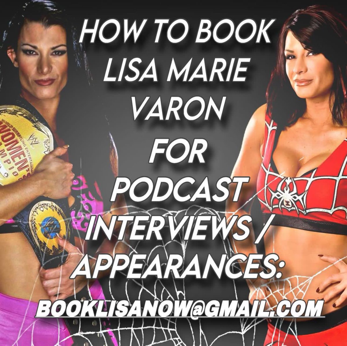 Lisa Marie Varon (@reallisamarie) on Twitter photo To Book @reallisamarie for podcast interviews & appearances! Please E-Mail BookLisaNow@Gmail.com. Do Not DM @reallisamarie 🕷️
#LisaMarieVaron #Victoria #AllTheThingsSheSaid #AintTheLadyToMessWith #WWEVictoria #WWE #TNA #ImpactWrestling #Tara #Broken #7xChampion #TNAKnockout To Book @reallisamarie for podcast interviews & appearances! Please E-Mail BookLisaNow@Gmail.com. Do Not DM @reallisamarie 🕷️
#LisaMarieVaron #Victoria #AllTheThingsSheSaid #AintTheLadyToMessWith #WWEVictoria #WWE #TNA #ImpactWrestling #Tara #Broken #7xChampion #TNAKnockout