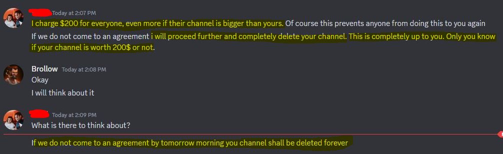 BrollowGaming's tweet image. This morning I woke up to a copyright strike fraud on my newer Youtube channel called "Big Brollow". This user on discord reached out to me asking me to pay him 200$ in order to have the claim removed. He also then admitted to doing this as a "Side Hustle", committing multiple…