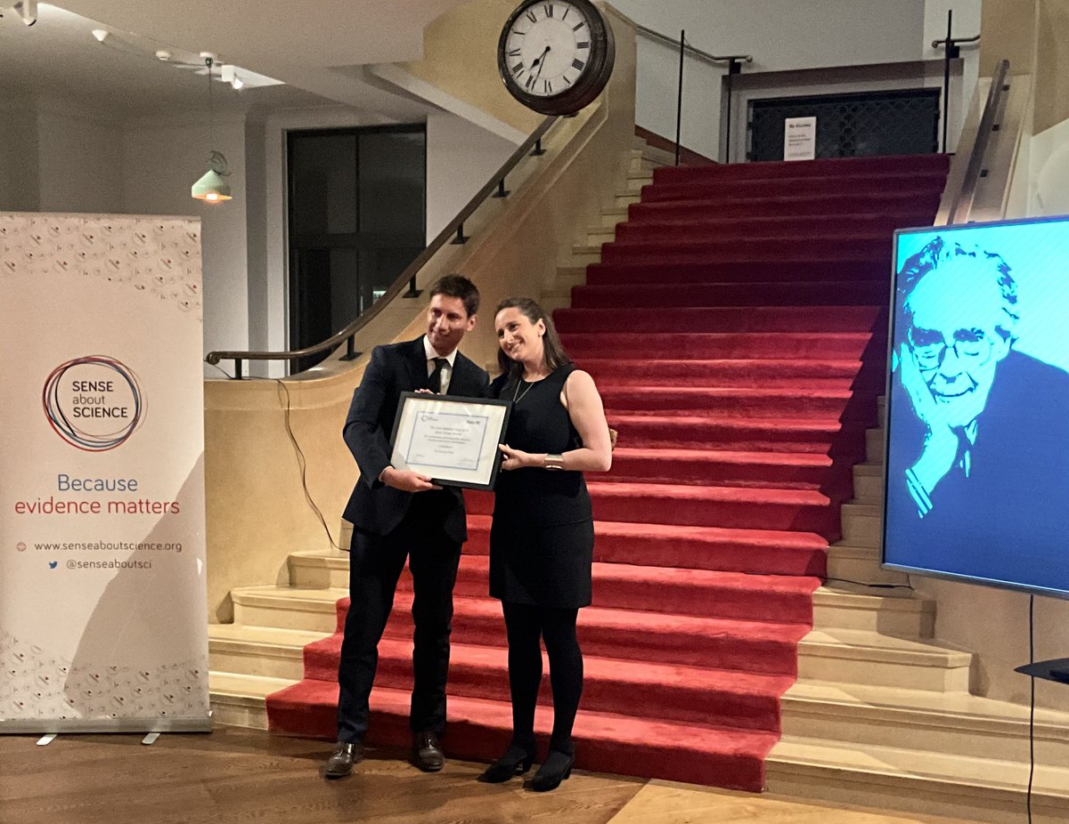 And the winner is… 👏 huge congratulations to Dr. Chelsea Polis @cbpolis for being awarded the #MaddoxPrize for an early career researcher at the @senseaboutsci’s reception. Well deserved recognition of her unwavering commitment to #StandUpForScience & advance #SRHR research.