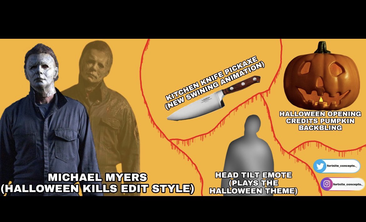 Fortniteconceps's tweet photo. Michael Myers is coming out tonight so I thought I’d share my concept I made last year. #fortnite #fortnitemares https://t.co/tacr6NvRtb