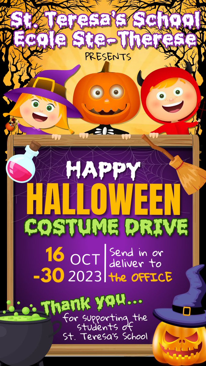 StTeresasSchoo1's tweet photo. Friends of @StTeresasSchoo1, there’s still time to donate to our costume drive! We’re happy to accept your donations until Monday, October 30. Help us make Halloween a happy one for our students! @NLESDCA https://t.co/GD8SoIdvXV