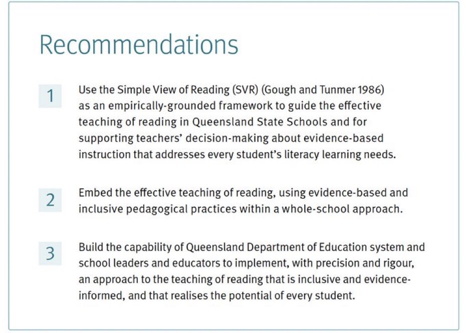 This is indeed a great development @QLDEducation 🙌 Reading instruction that is grounded by robust theory, delivered by teachers who are supported to “know better and do better” 👏👏👏