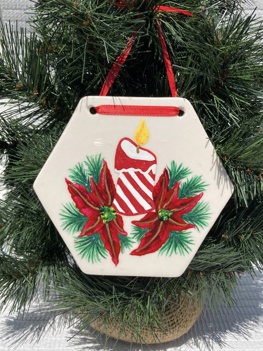 Christmas tree ornament etsy.com/listing/154956… #christmasornament #ceramicornament #handpaintedornament #SMILEtt23 #christmasdecoration #stockingstuffer #holidaydecor #etsy #paintitpretty