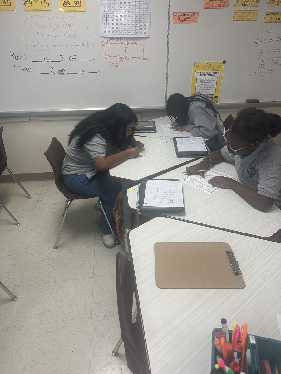 Ms. People’s and Ms. Webb showing up and showing out with the JIGSAW collaborative strategy. Each group was given a different task (part, whole, percent) <a href="/LAForestOak6/">The Leadership Academy at Forest Oak 6th Grade</a> #ALLinwithLAN #teachwithLAN #carnegiemath #guideddiscourse