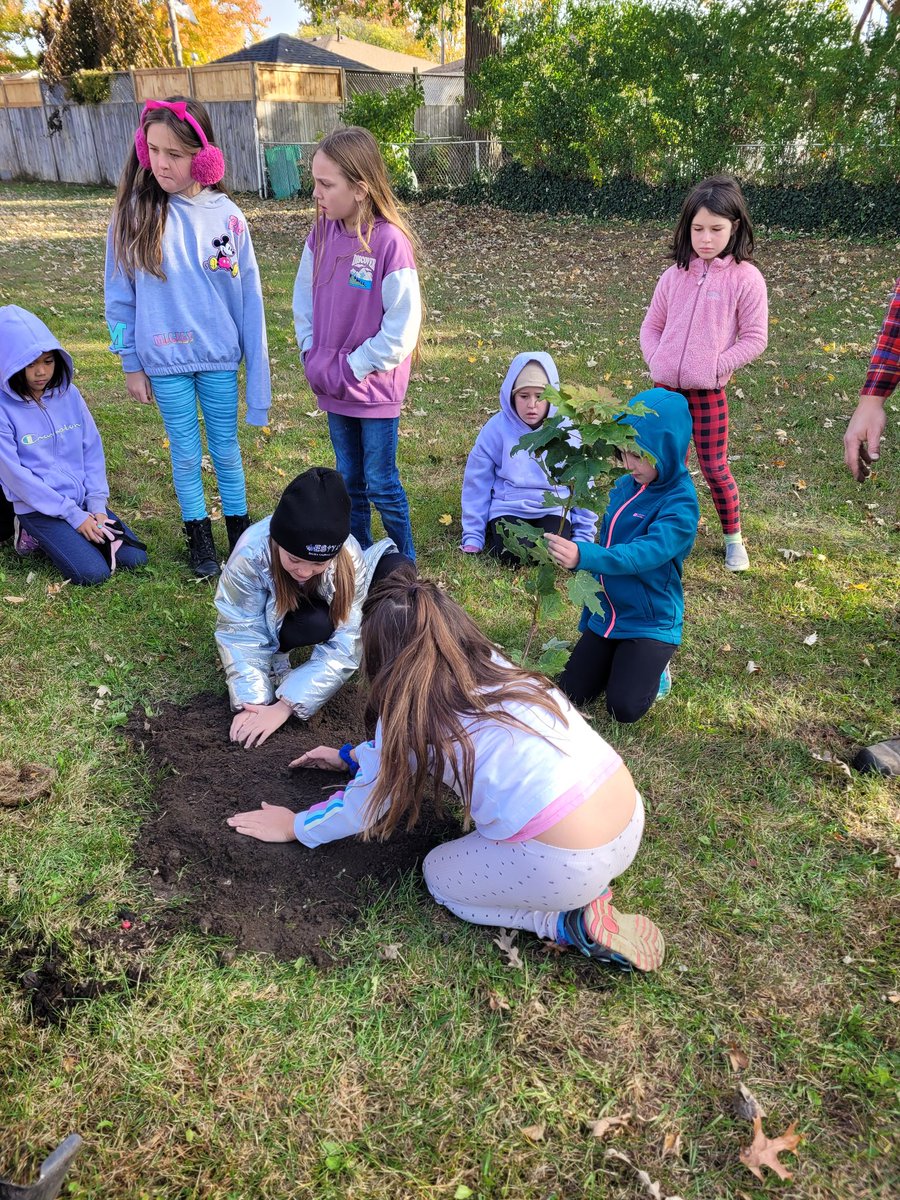EECStTdAquin's tweet photo. Merci À Mme Spiller et à St-Clair Region Conservatory Authority pour cette belle activité aujourd'hui. Les élèves du cycle primaire ont planté des arbres à l'école. https://t.co/y2e3KlalTw