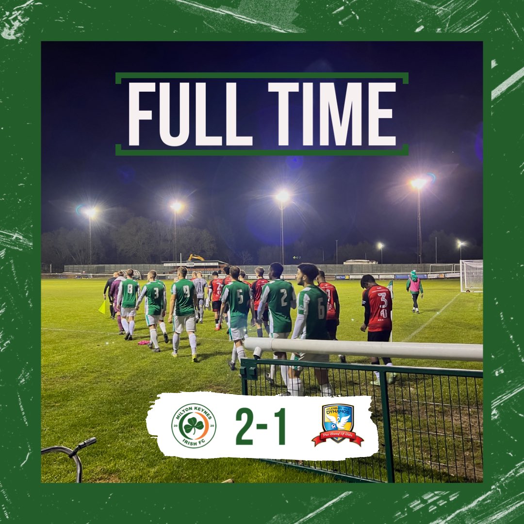 FULL TIME! MK Irish 2-1 Aylesbury Vale Dynamos!

A fairly even game in the end, had chances to finish it off but we still come away with the win!

#UpTheIrish #NonLeague #BBFACountyCups