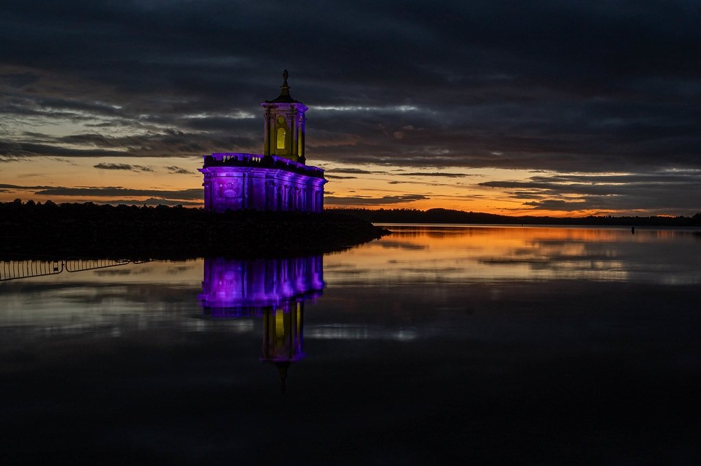 Normanton Church floodlit Purple 4 Polio day. #purple4polio #Rutland @Rotary