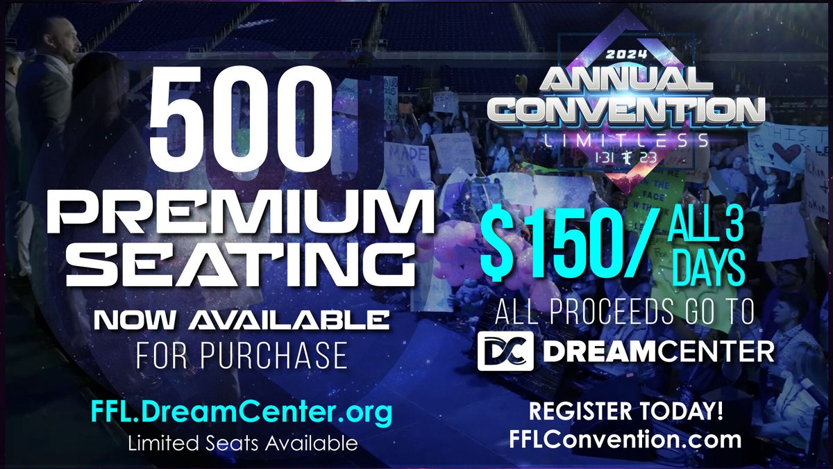 Grab your prime seat at the 2024 Annual Convention! Only 500 available for $150, and a chance to win a share of $200K in leads! Act fast - they'll go quick! ffl.dreamcenter.org