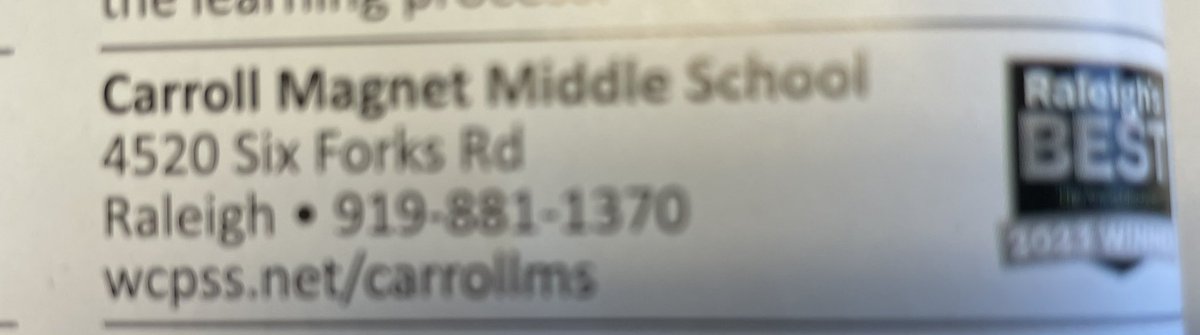 Hot off the press! We have been named second place in the middle school category for <a href="/newsobserver/">The News & Observer</a>’s Raleigh’s Best for 2023. 🥳🤩

#ThePlaceToBe