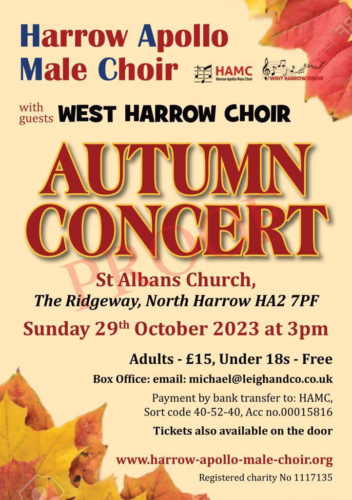 Harrow Apollo Male Choir (@harrowmvc) on Twitter photo UPCOMING CONCERT.
This Sunday we’re performing at <a href="/stalbansharrow/">St Albans N Harrow</a> with the @WestHarrowChoir. More details below.
Do come and join us for a fantastic afternoon of singing! UPCOMING CONCERT.
This Sunday we’re performing at <a href="/stalbansharrow/">St Albans N Harrow</a> with the @WestHarrowChoir. More details below.
Do come and join us for a fantastic afternoon of singing!
