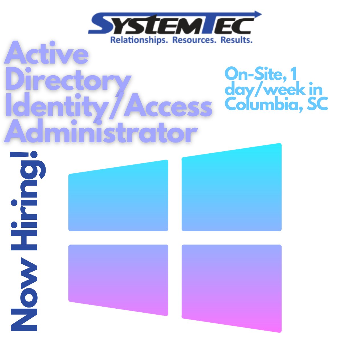 We have a great opportunity for an Active Directory Identity/Access Administrator role in Columbia, SC (1 day a week on-site)! Learn more and apply today! systemtec.net/available-posi…

#activedirectory #identityaccess #itjobs #hiringnow #columbiasc #scjobs #southcarolinajobs