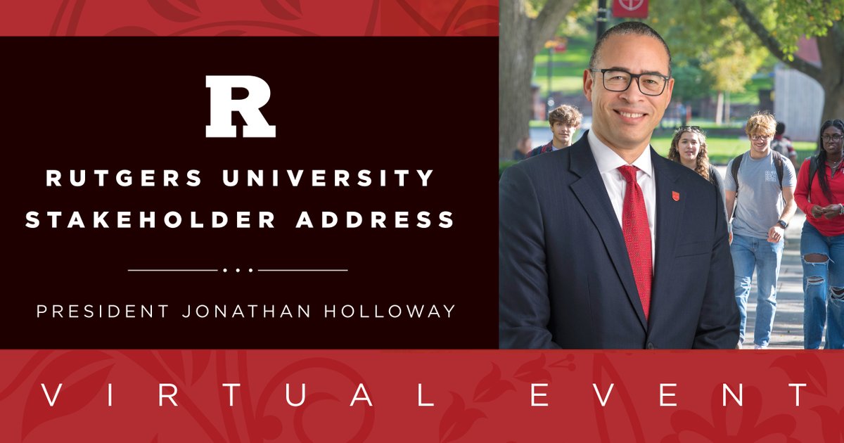 Rutgers Alumni (@rutgersalumni) on Twitter photo In one hour, join President Jonathan Holloway as he shares the achievements of <a href="/RutgersU/">Rutgers University</a> and the milestones accomplished over the past year. Register now for the 2023 virtual Stakeholder Address! #RutgersExcellence bit.ly/3M7j51e In one hour, join President Jonathan Holloway as he shares the achievements of <a href="/RutgersU/">Rutgers University</a> and the milestones accomplished over the past year. Register now for the 2023 virtual Stakeholder Address! #RutgersExcellence bit.ly/3M7j51e