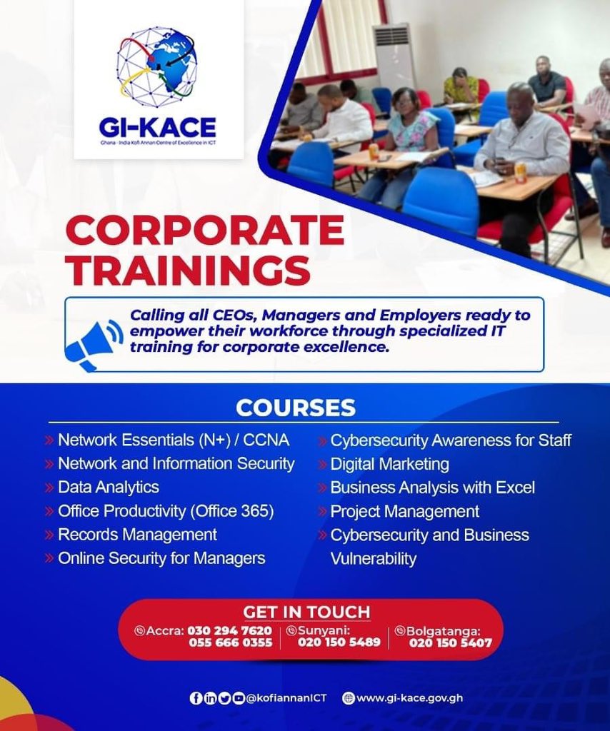 Call 0556660355 for more details.
#GIKACE #KofiAnnanICT #GhanaIndiaKofiAnnanCentreOfExcellence