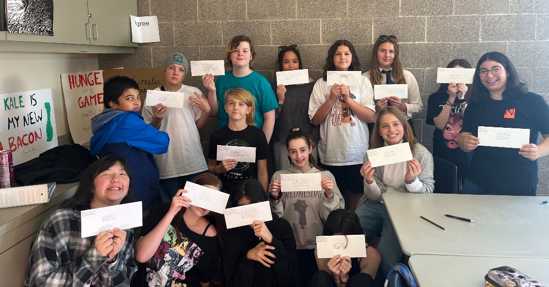 nwacademy's tweet photo. The 7th-grade Project Citizen class finished one of our  favorite projects in the Food Justice unit—writing a letter of appreciation to a person or organization doing good work around food activism, food access, culture, or resilience, spreading joy &amp; appreciation far and wide! https://t.co/U1a2DPDYif