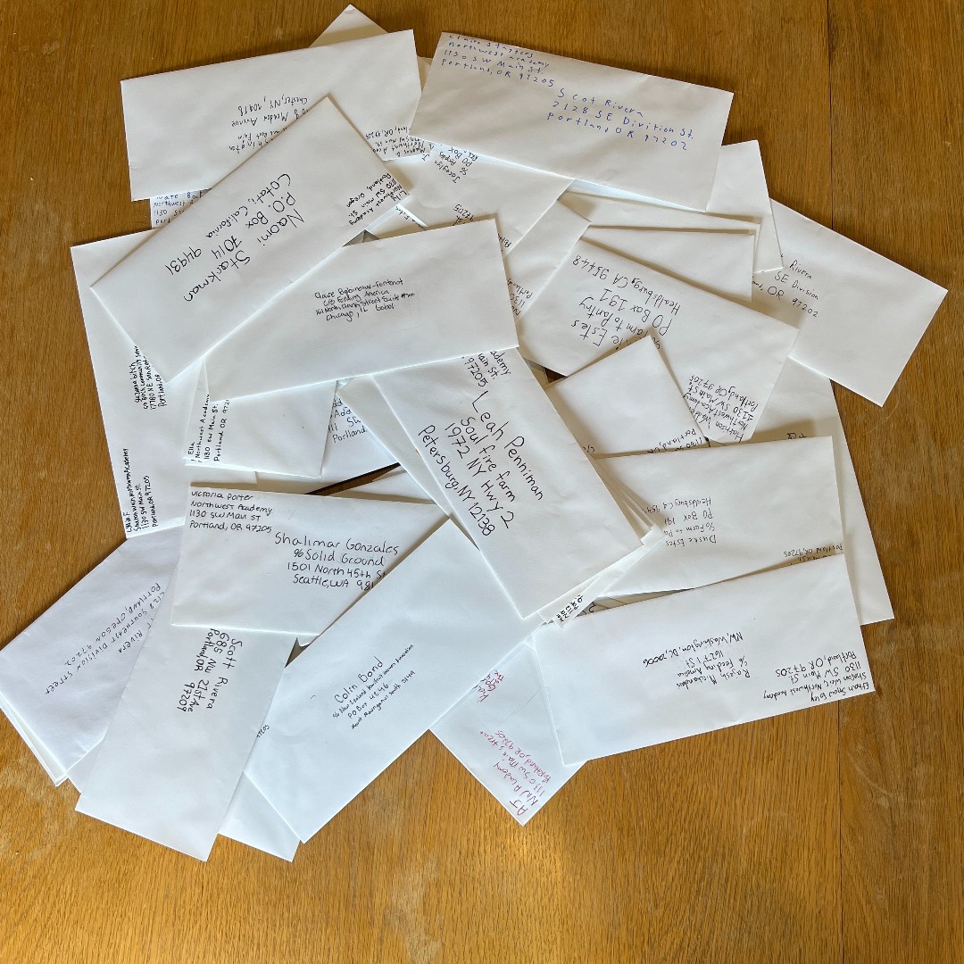 The 7th-grade Project Citizen class finished one of our  favorite projects in the Food Justice unit—writing a letter of appreciation to a person or organization doing good work around food activism, food access, culture, or resilience, spreading joy &amp; appreciation far and wide!