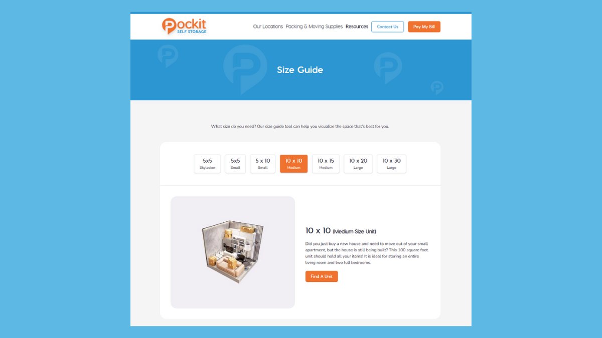 PockitStorage's tweet image. Are you having a hard time trying to decide which size storage unit you will need? We have a size guide on our website that will assist you in creating a visual of standard sized units. 

#pockitselfstorage #storagesolutions #organizationalhacks #sizeguide #customerservice