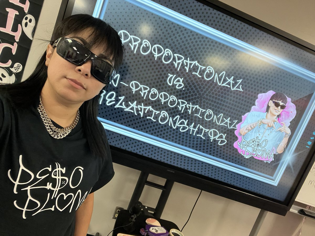 MsMedelsMath's tweet photo. Pe$o Pluma made an appearance to teach 8th graders proportional and non proportional relationships. @ElPesoPluma @TelithaJoy @HumbleISD_SMS #8thgrademath #math #PesoPluma https://t.co/BxRLTOl4vf