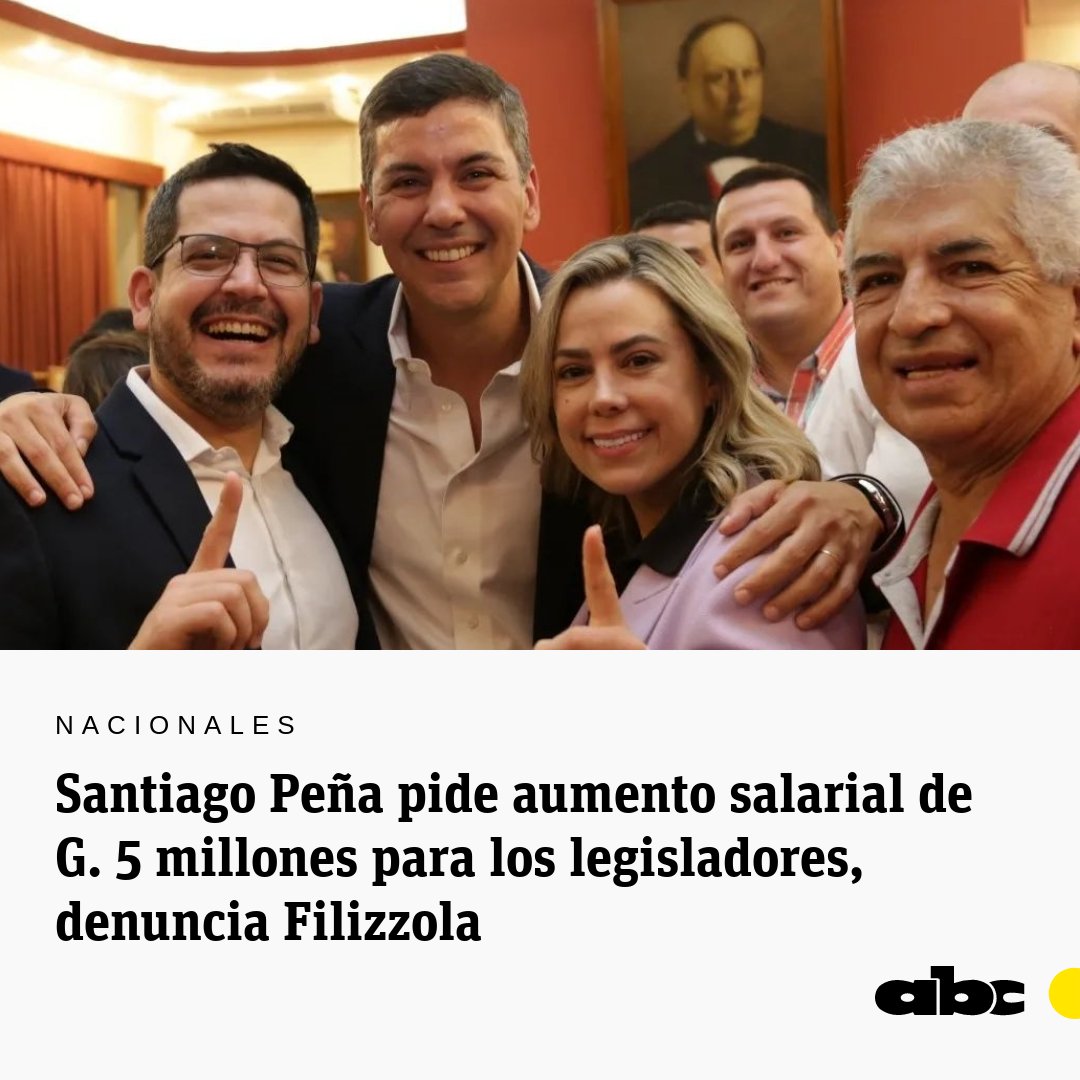 ABCDigital's tweet photo. El senador Rafael Filizzola alertó que el Ejecutivo envió una adenda al Congreso para el aumento de la dieta a diputados y senadores, que rondaría los G. 5 millones.

Con esto, el salario mensual subiría de G. 32 millones a G. 37 millones.

Leé más 👉
https://t.co/D0oeJe6DIE
