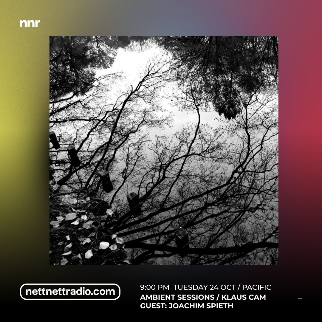 Tonight on Ambient Sessions x NettNettRadio, I re-play the mixtape made by Joachim Spieth.
.
9pm PT / 10pm CT, Mexico City
by nettnettradio.com
.
#AmbientSessions 
#AmbientSessionsMixSeries
#nettnettradio